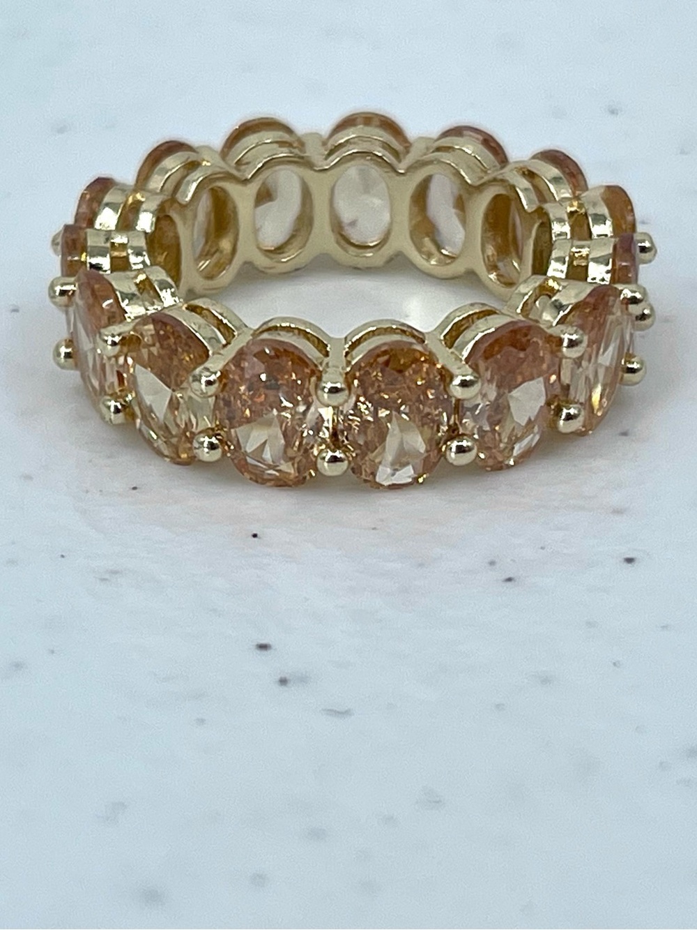 City Luxe Amber Crystal Eternity gold tone Band Ring